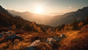 sunset mountains with mountain background