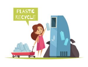 girl recycling plastic composition