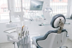 modern dental drills and empty chair in empty dentist's office